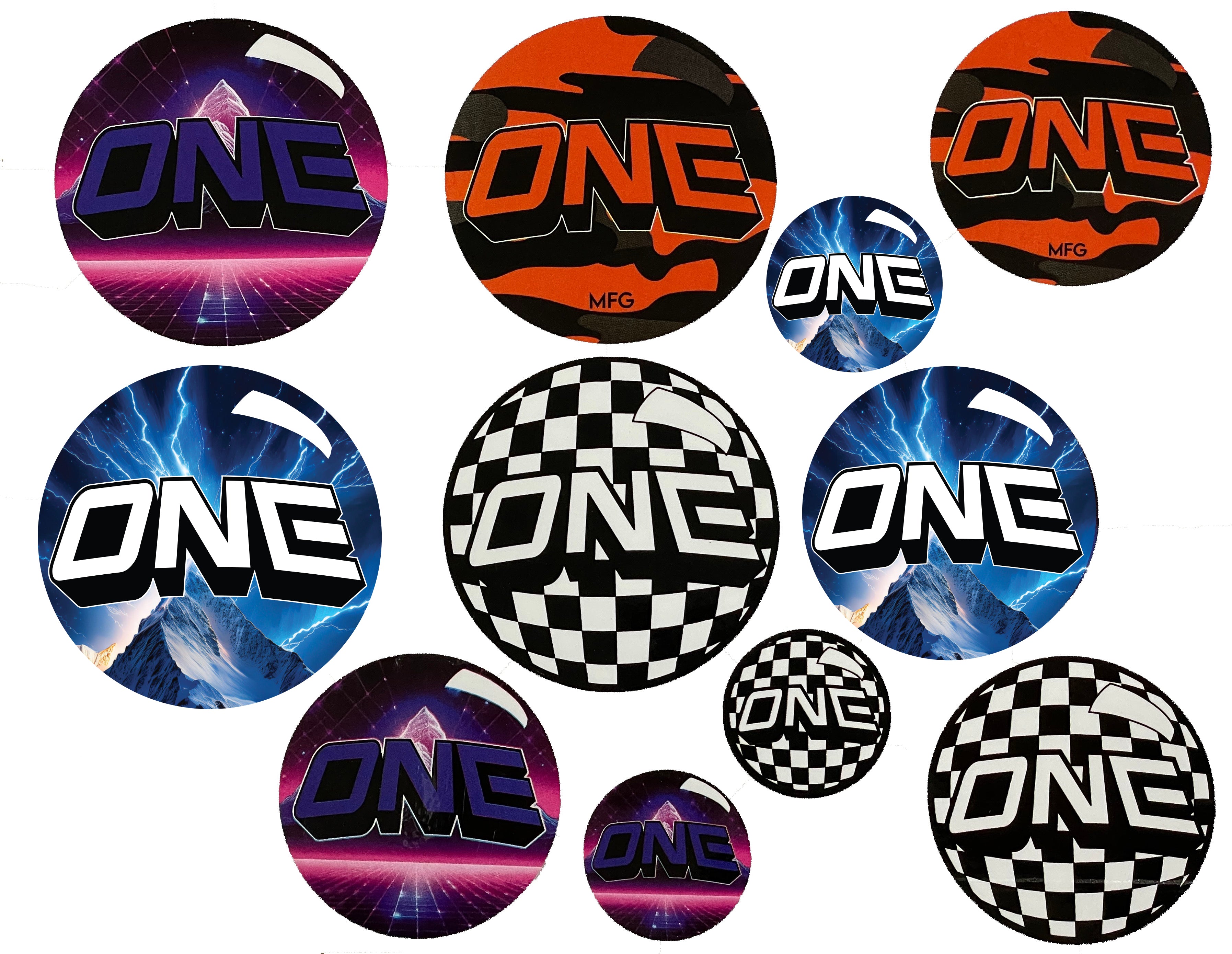 NEW ONE BALL Assorted Sticker Pack - Three sizes - 4 designs 12 stickers