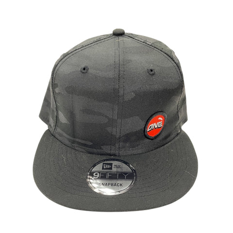 ONE MFG Black on Black Camo Ball Cap with woven patch.